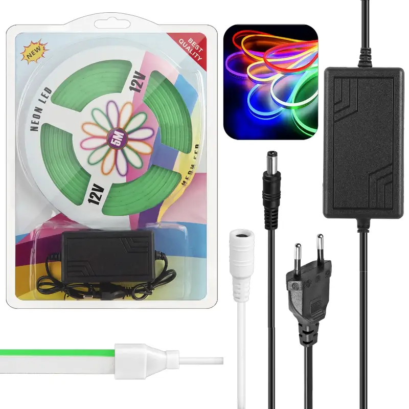 Светодиодная лента 5м гибкая неоновая зеленый (40шт/кор)