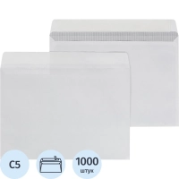 Конверт С5 ECOPOST белый стрип 162х229 с вн. зап.80г бел.92-100% 1000шт/уп