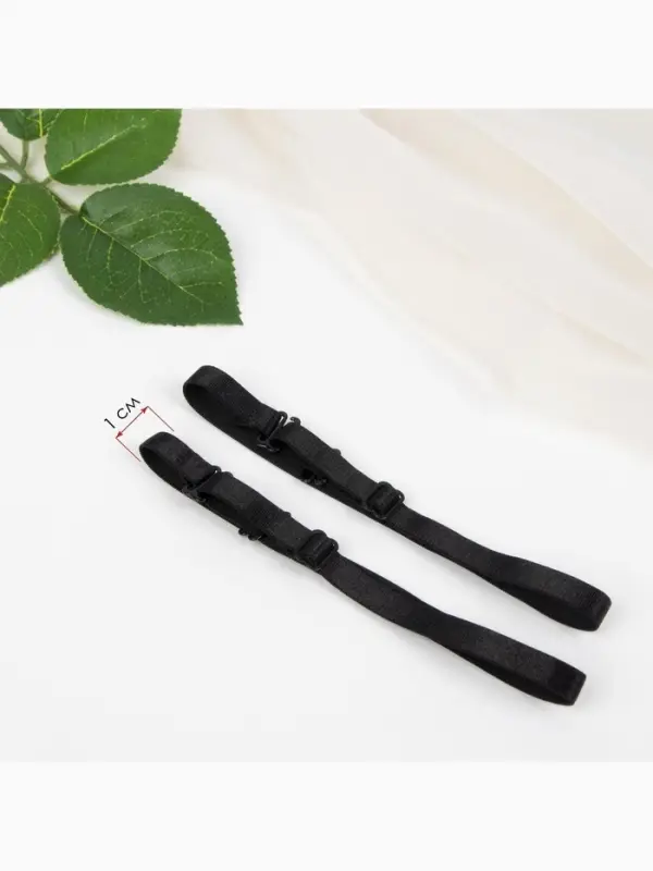 Лямки для бюстгальтера, текстильные, 1 см, 37 см, пара, чёрные Лямки для бюстгальтера, текстильные, 1 см, 37 см, пара, чёрные