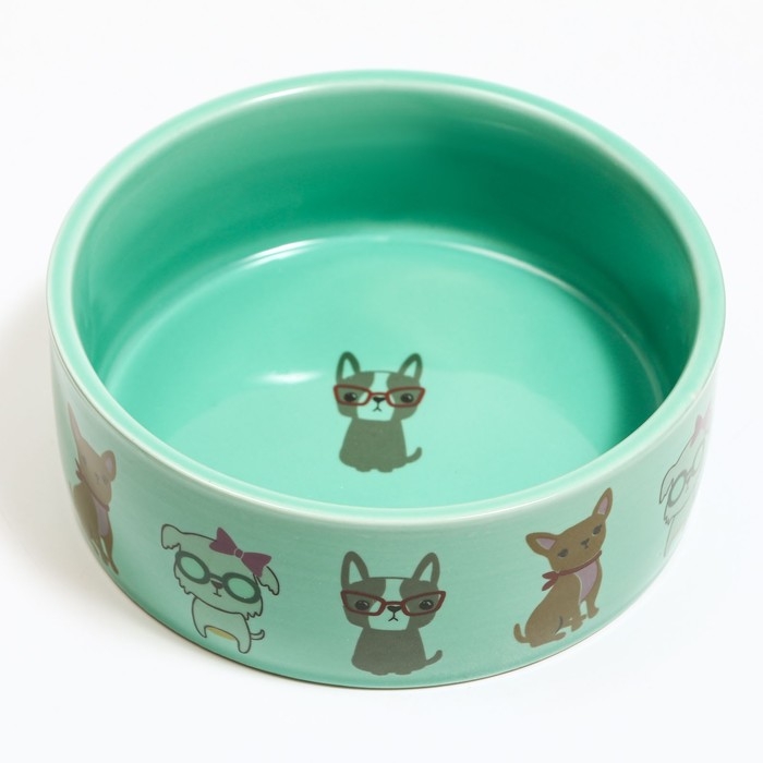 Миска керамическая  Миска керамическая "Важный пес" 250мл, 11,5 х 5 см, мятная