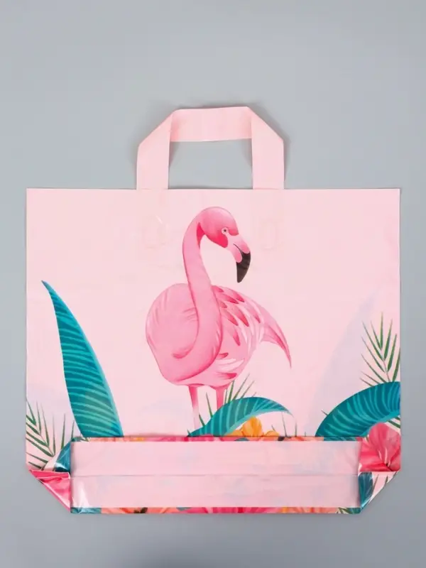 Пакет с петлевой ручкой "Фламинго" 35 х 30 х 8, см, 60 мкм
