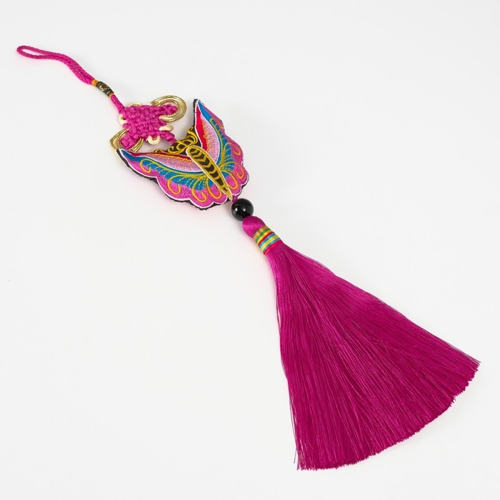 Подвеска текстиль  Подвеска текстиль "Бабочка" ярко-розовая 2х6,5х27 см