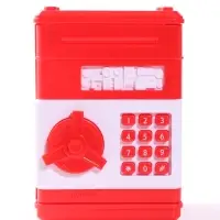Копилка пластик "Сейф красный" 7,7х7,5х10,3 см
