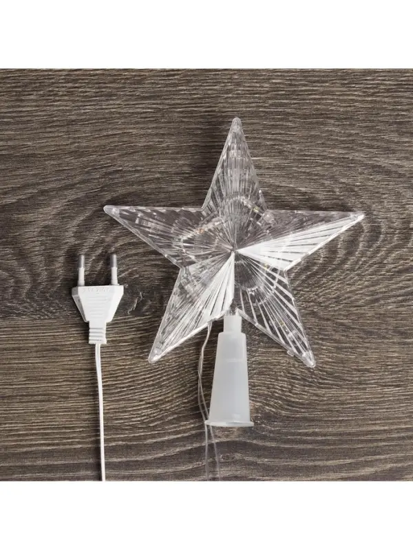 Светодиодная верхушка на ёлку &laquo;Звезда прозрачная&raquo;, 15 см, 10 LED, 220 В, свечение RG/RB