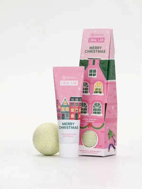 URAL LAB Розовый НГ Merry Christmas, крем для рук и бомбочка для ванны URAL LAB Розовый НГ Merry Christmas, крем для рук и бомбочка для ванны