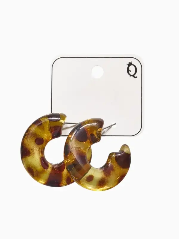 Серьги акрил «Леопард» бублик, цветной в серебре