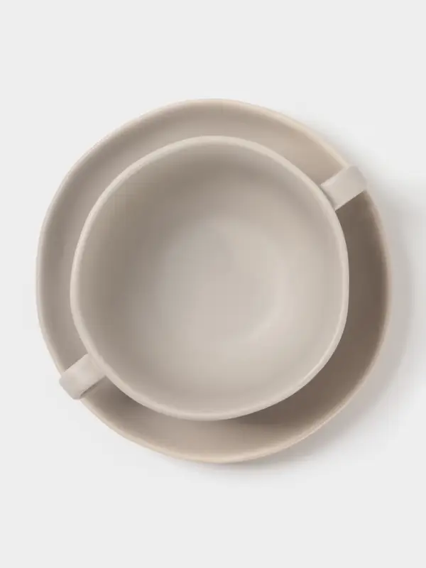 Бульонница с блюдцем Magistro Potter, 255 мл, фарфор, светло-серая