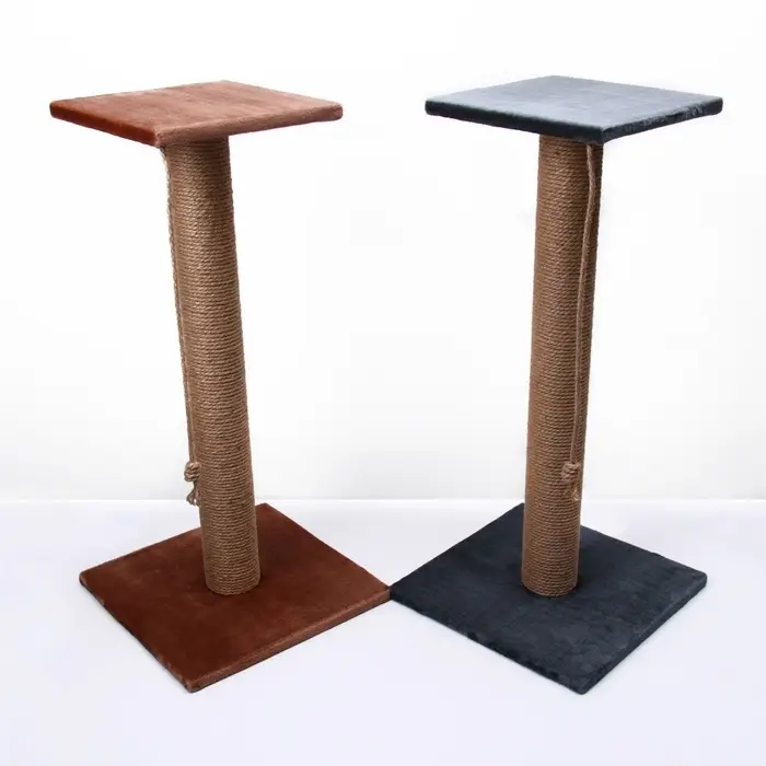 Когтеточка, 40&times;40&times;84 см, с высоким и толстым столбиком и площадкой, джут, МИКС