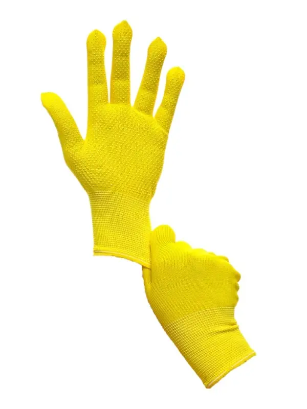 Перчатки рабочие, х/б, с нейлоновой нитью, с ПВХ точками, размер 9, жёлтые, Greengo