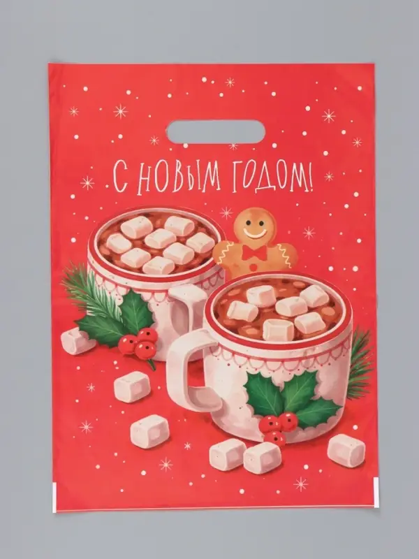 Пакет подарочный, набор 10 шт., полиэтилен &laquo;Новогодний&raquo; 30&times;40 см