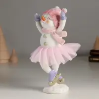 Фигурка полистоун &laquo;Снеговичок в розой юбке&raquo;, 8.5&times;7&times;18 см