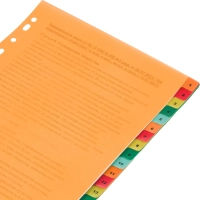 Разделитель листов с индексами Комус, А4, цифровой 1-20, цветн.пластик