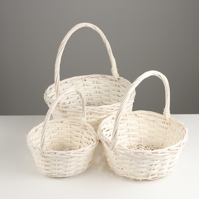 Набор корзин плетеных, 37х37х14/37 см / 31х31х12,5/32 см / 25х25х11/27 см, 3 шт, ива Набор корзин плетеных, 37х37х14/37 см / 31х31х12,5/32 см / 25х25х11/27 см, 3 шт, ива