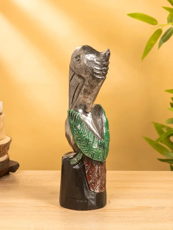 Сувенир интерьерный "Пеликан" 10х10х33 см, дерево, цв. серебро