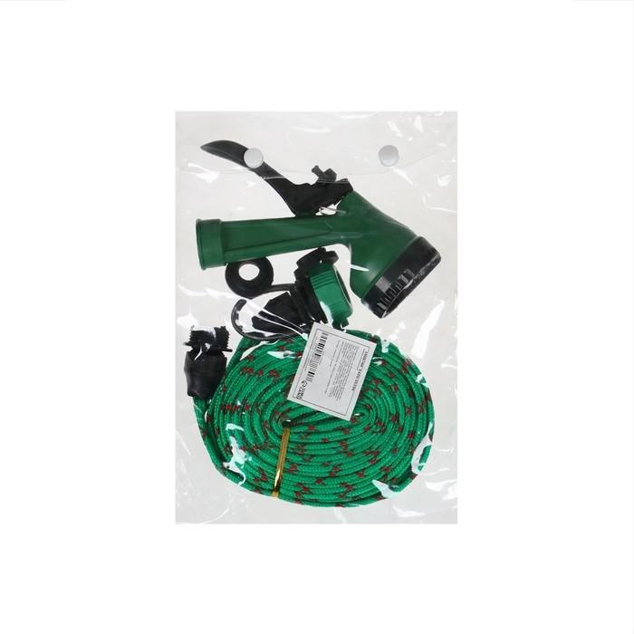 Шланг поливочный резиновый, 12 мм (1/2 Шланг поливочный резиновый, 12 мм (1/2"), 10 м, в текстильной оплётке, с поливочным пистолетом, цвет МИКС, Greengo