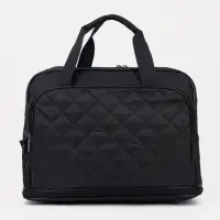 Сумка дорожная на молнии, с увеличением, наружный карман, длинный ремень, чёрная