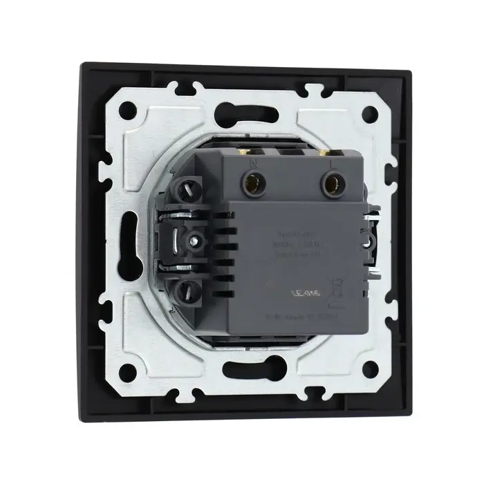 Розетка TOT Elegant, 5 В, 2.1 A, разъёмы USB-A + USB-C, скрытая, чёрная