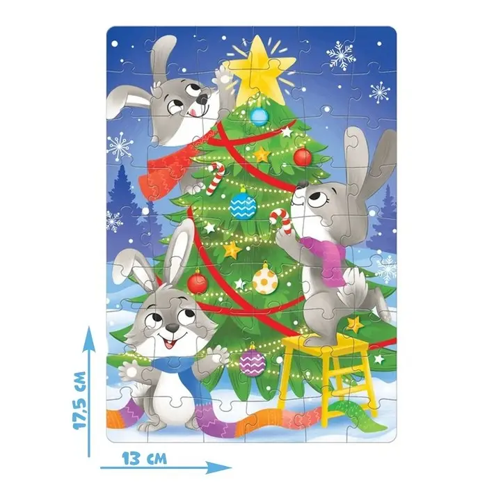 Пазл детский «Новый Год у зайчиков», 54 элемента