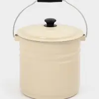 Ведро эмалированное, 12 л, с крышкой и ручкой, слоновое, кости