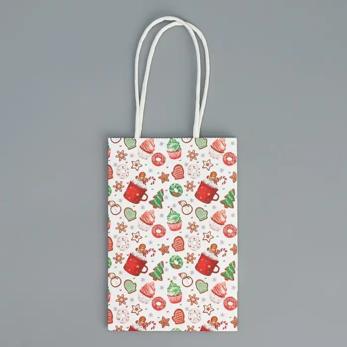 Пакет подарочный новогодний крафтовый «Сладкого Нового года», 15 х 10 х 6 см Пакет подарочный новогодний крафтовый «Сладкого Нового года», 15 х 10 х 6 см