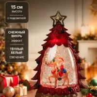 Светодиодная фигура &laquo;Дед Мороз на олене&raquo; 9&times;15&times;4 см, пластик, от батареек АААх2, свечение тёплое белое