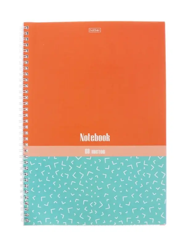 Тетрадь 80 листов в клетку Hatber &laquo;Скобочки&raquo;, на гребне, ламинация Soft-touch, перфорация на отрыв, цветной срез, блок офсет 60-65 г/м&sup2;, МИКС 2 вида