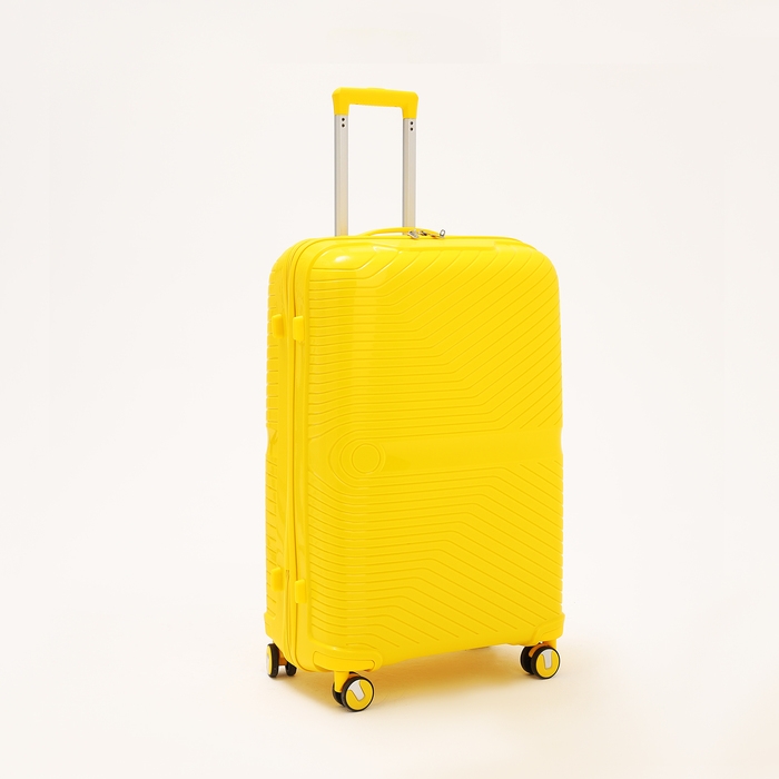 Чемодан большой 100 л (L), отдел на молнии, кодовый замок, 4 колеса, цвет жёлтый Чемодан большой 100 л (L), отдел на молнии, кодовый замок, 4 колеса, цвет жёлтый
