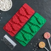 Форма для леденцов Доляна «Девочка, мальчик», силикон, 24×9,5 см, 6 ячеек, с палочками, цвет МИКС Форма для леденцов Доляна «Девочка, мальчик», силикон, 24×9,5 см, 6 ячеек, с палочками, цвет МИКС