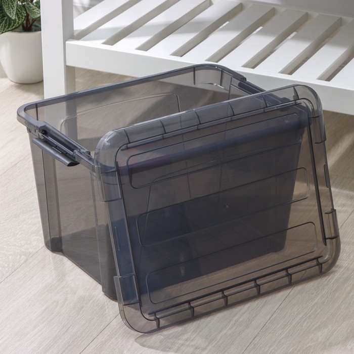 Контейнер для хранения с крышкой «Кип», 15,5 л, 37,5×28,5×23 см, цвет чёрный прозрачный Контейнер для хранения с крышкой «Кип», 15,5 л, 37,5×28,5×23 см, цвет чёрный прозрачный