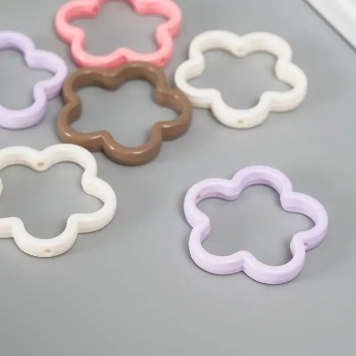 Бусина для творчества пластик  Бусина для творчества пластик "Цветок" МИКС 4,2х4,2х0,6 см