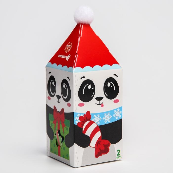 Подарочный набор развивающих тактильных мячиков &laquo;Новогодний Панда&raquo; 2 шт., новогодняя подарочная упаковка