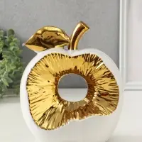 Сувенир керамика "Срез яблока" белый с золотом 11х18х22 см Сувенир керамика "Срез яблока" белый с золотом 11х18х22 см