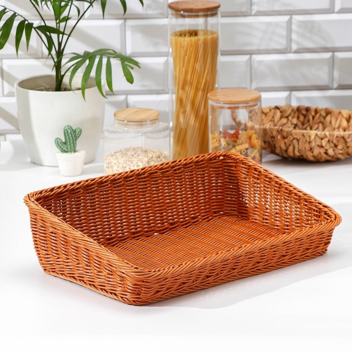 Корзина для продуктов Доляна, 45×29×12 см, цвет коричневый Корзина для продуктов Доляна, 45×29×12 см, цвет коричневый