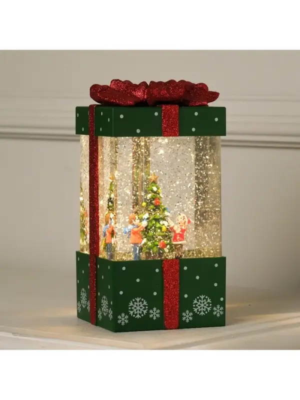 Светодиодная фигура &laquo;Подарок зелёный&raquo; 10&times;19&times;10 см, пластик, от батареек ААх3, USB, свечение тёплое белое