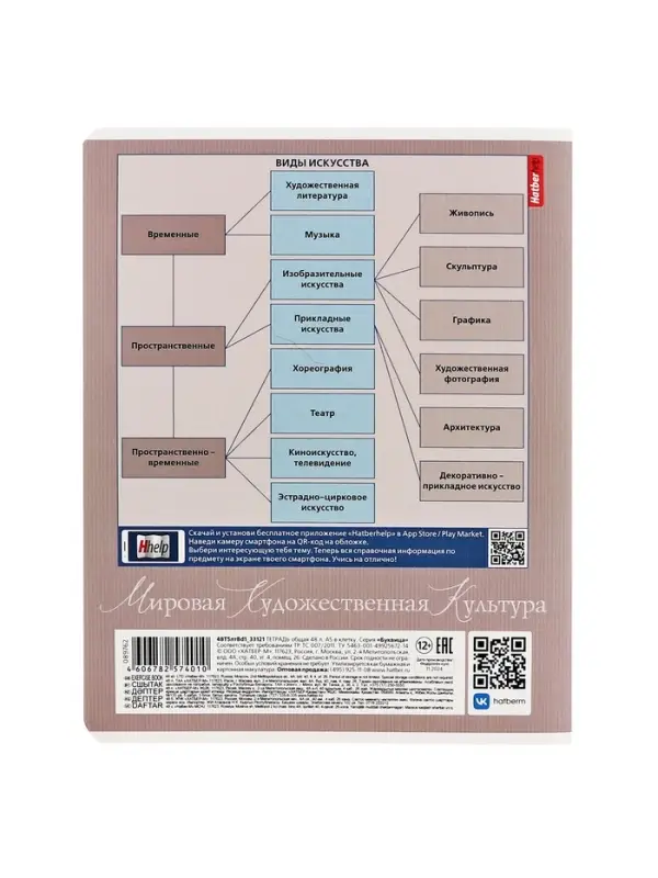 Предметная тетрадь по мировой художественной культуре Hatber &laquo;Буквица&raquo;, 48 листов, в клетку, со справочным материалом, обложка из мелованного к...