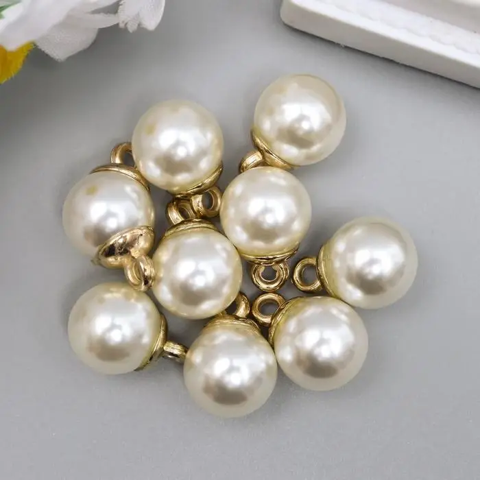 Декор для творчества пластик "Жемчужный шарик с петелькой" набор 10 шт 1,2х1,2х1,2 см