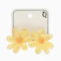 Серьги пластик "Цветочек летний" с блёсткой, цвет жёлтый