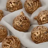 Ёлочные игрушки &laquo;Морозец&raquo;, шары новогодние, d=6 см, 8 шт., золотистые