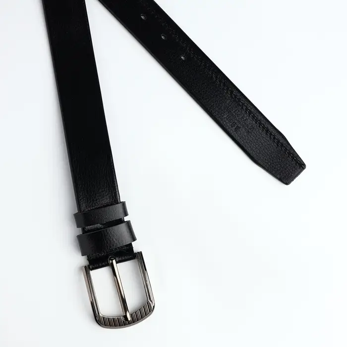 Ремень мужской, ширина 3.8 см, винт, пряжка металл, чёрный