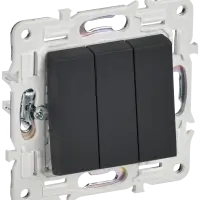 SKANDY Выключатель 3-клавишный 10А SK-V11G графит IEK