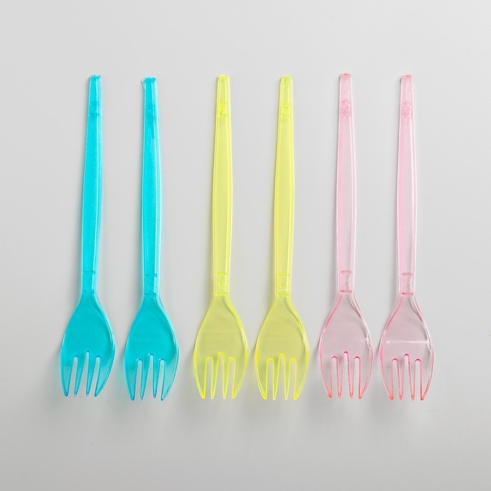 Вилки пластиковые, набор 6 шт., цвета МИКС Вилки пластиковые, набор 6 шт., цвета МИКС
