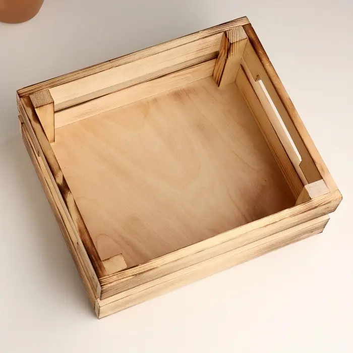 Подарочный ящик, 25&times;22&times;9 см, деревянный, обожжённое дерево
