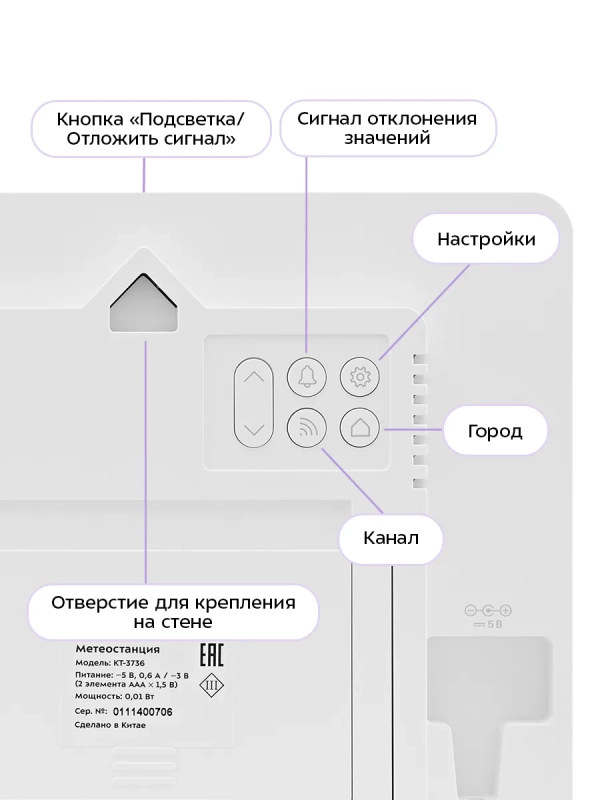Метеостанция домашняя погодная станция часы КТ-3736