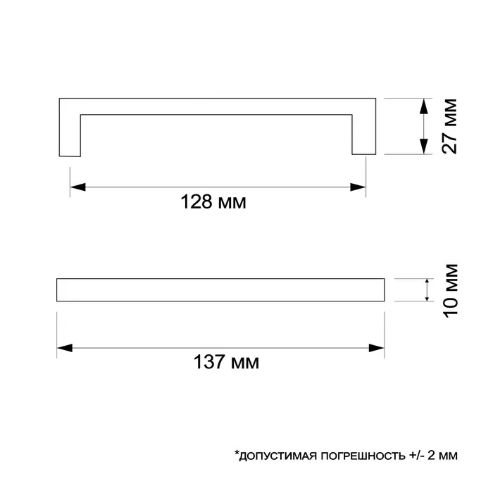 Ручка-скоба CAPPIO SQUARE RSC, алюминий, м/о 128 мм, цвет серебро