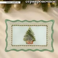 Блюдо сервировочное Доляна &laquo;Рождественская ель&raquo;, 25&times;16 см, стекло, белое, зелёное