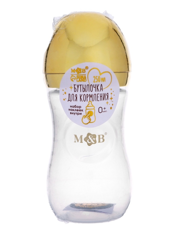 Бутылочка для кормления с наклейками «Корона» от 0 мес., 250 мл., цвет золотой, M&B