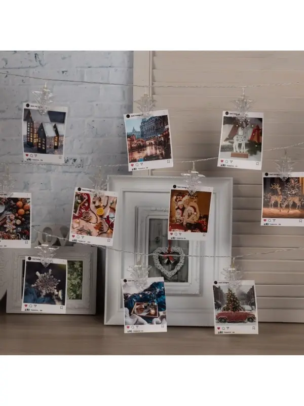 Гирлянда &laquo;Нить&raquo; 4.5 м с насадками &laquo;Прищепки-ёлочки&raquo;, IP20, прозрачная нить, 20 LED, свечение белое, 220 В