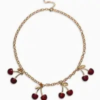 Цепь с подвесками "Вишня", 40+удл, цвет бордовый в золоте