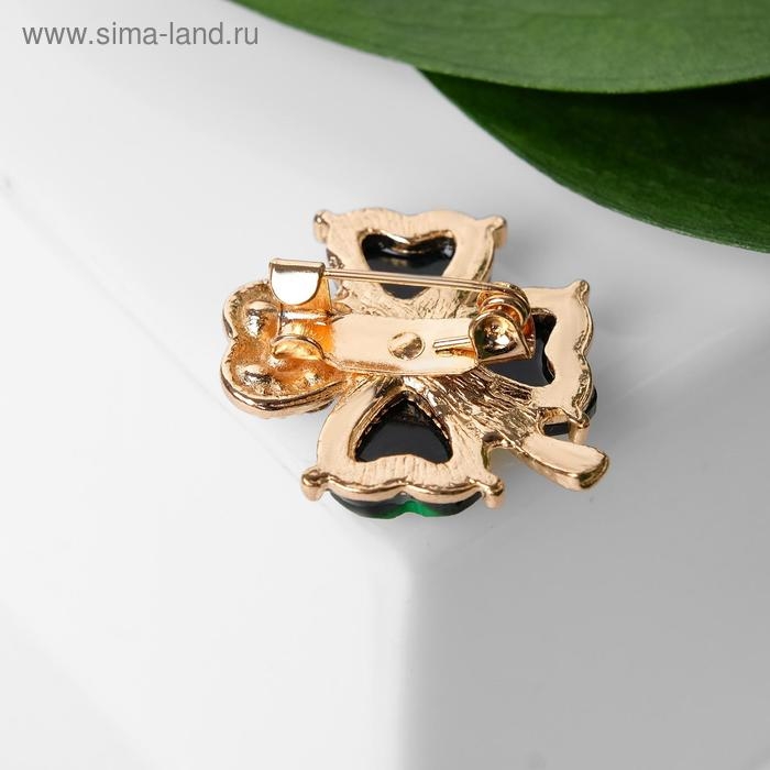 Брошь «Клевер», цвет бело-зелёный в золоте (неделимая фасовка 12 шт., цена за шт.)