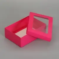 Коробка складная, крышка-дно, с окном, розовая Барби, 24 х 17 х 8 см
